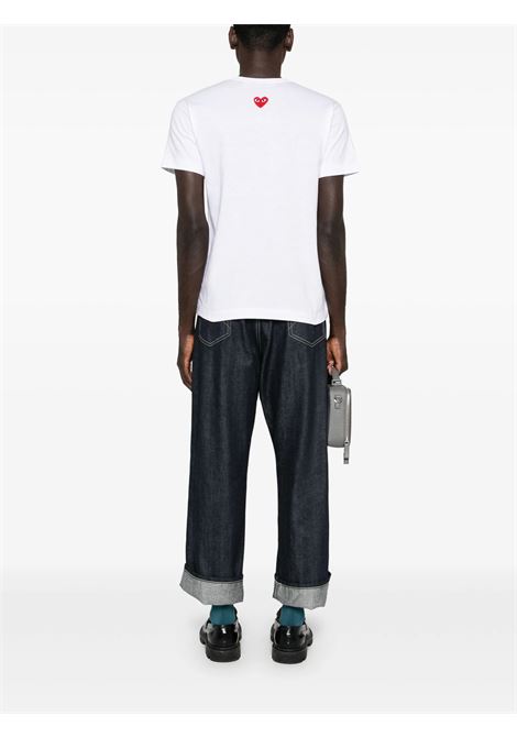 red emblem t-shirt unisex white COMME DES GARÇONS PLAY | AX-T340-0513